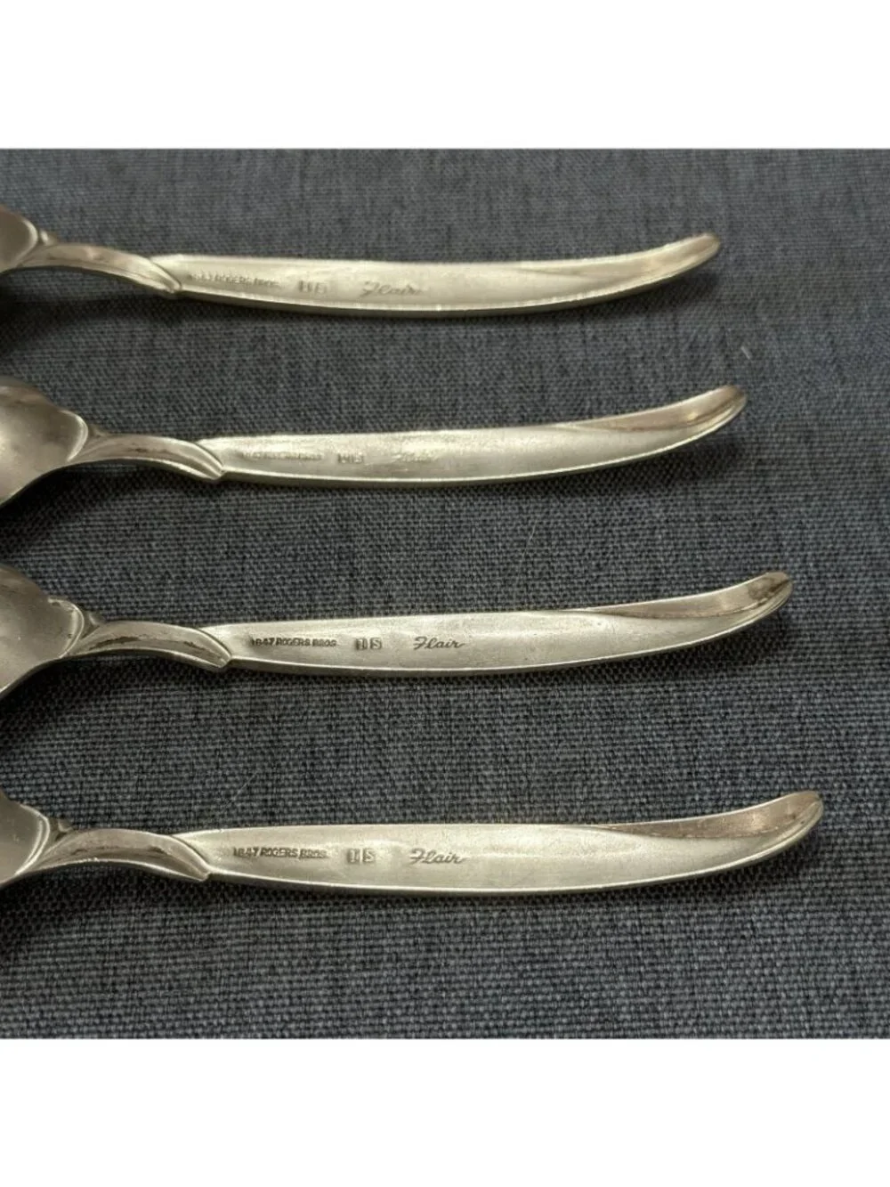 3 Teaspoons 1 Soup International Silver 1847 Rogers Bros FLAIR Silverplate 1956